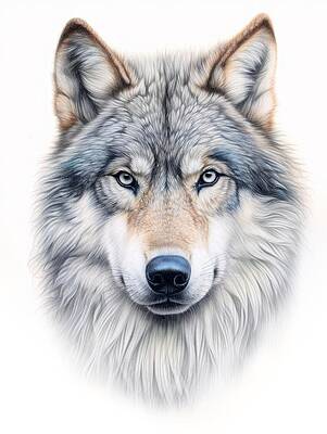 Wall Art featuring the drawing Alpha Wolf by Land of Dreams