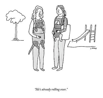 Cartoon Drawing - Already Rolling Over by Julia Thomas