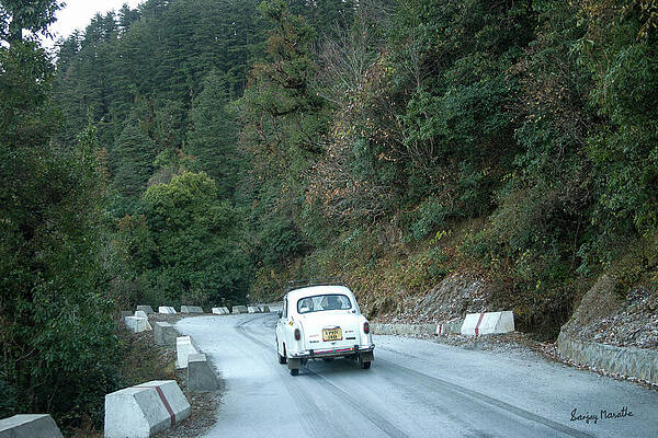 Hill Station Wall Art featuring the photograph Ambassador On Icy Pass, Dhanolti, Uttarakhand by Sanjay Marathe