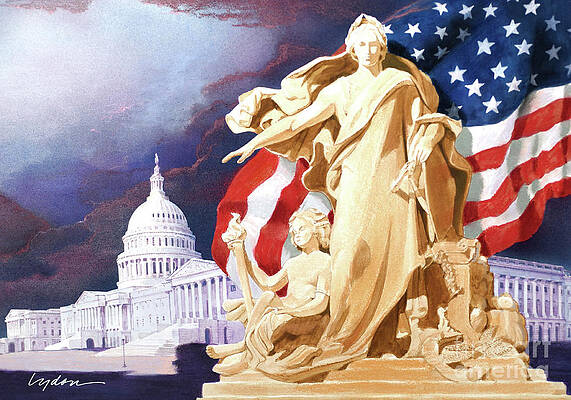 America - Apotheosis Of Democracy - Peace Protecting Genius Print