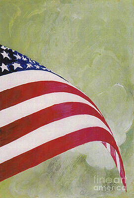 Wall Art featuring the drawing American Flag by Al Hirschfeld