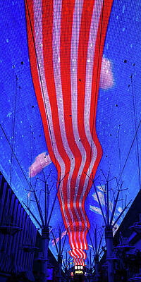 Las Vegas Photograph - American Flag On Fremont Street Experience Light Show by Tatiana Travelways
