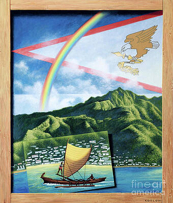 Boat Wall Art featuring the painting American Samoa by Howard Koslow