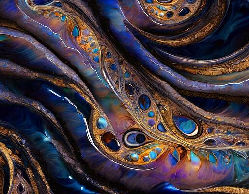 Abstract Wall Art featuring the digital art Amethyst Peacock by Eris And AI