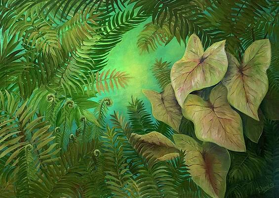 Wall Art featuring the painting Among The Ferns by Barbara Landry