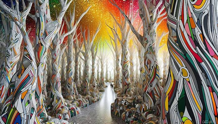 Vibrant Fantasy Forest Path Wall Art