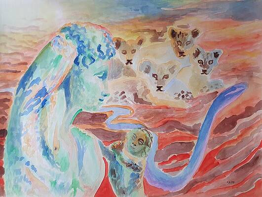 Wall Art featuring the painting Amore And Psyche by Enrico Garff