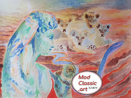 Wall Art featuring the painting Amore And Psyche ModClassic Art by Enrico Garff