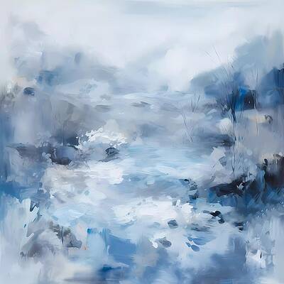 Abstract Wall Art featuring the digital art An Abstract Color Field Painting Depicting Winter's Chill No 1 by Andre Petrov