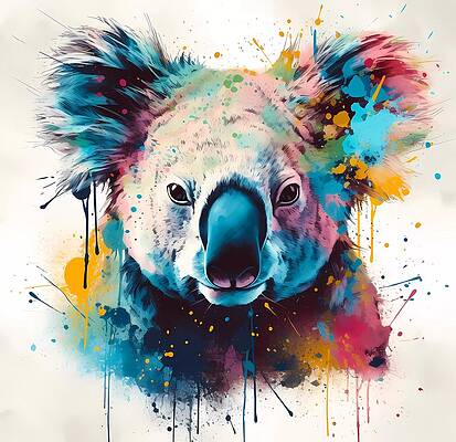 Abstract Wall Art featuring the digital art An Abstract Design Of A Koala With Colors And Textures by Andre Petrov