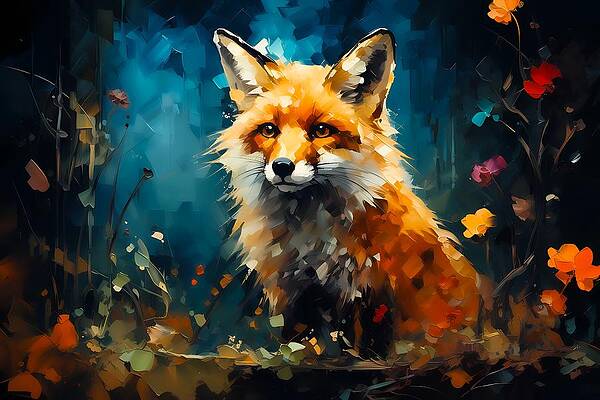 Abstract Wall Art featuring the digital art An Abstract Expressionist Interpretation  Curious Journey Of A Fox Through The Woods No 1 by Andre Petrov