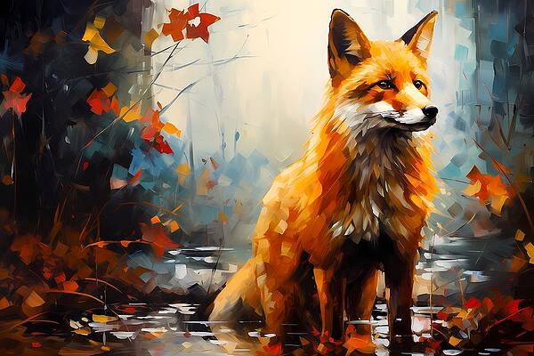 Abstract Wall Art featuring the digital art An Abstract Expressionist Interpretation  Curious Journey Of A Fox Through The Woods No 3 by Andre Petrov