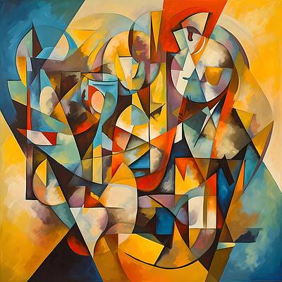 Abstract Wall Art featuring the digital art An Abstract Form Inspired By Cubism Using Geometric Forms No 1 by Andre Petrov