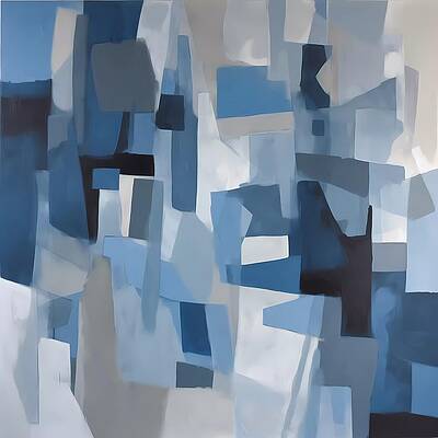 Abstract Wall Art featuring the digital art An Abstract Interpretation Of Sadness Using Muted Blues And Whites by Andre Petrov