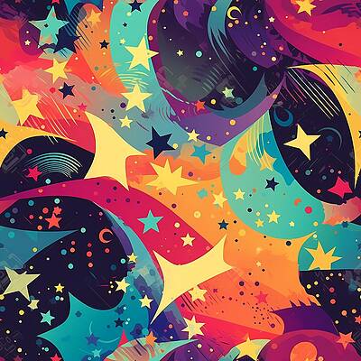 Abstract Wall Art featuring the digital art An Abstract Pattern Of Stars And Galaxies In Bright Colours No 1 by Andre Petrov