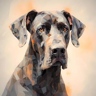 Abstract Wall Art featuring the digital art An Abstract Portrait Of A Great Dane Dog Fractured Into Geometrical Shapes No 2 by Andre Petrov