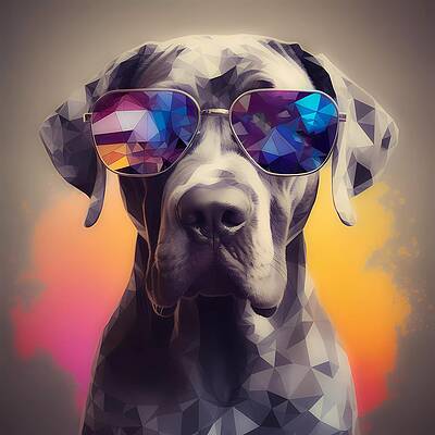 Abstract Wall Art featuring the digital art An Abstract Portrait Of A Great Dane Dog In Sunglasses No 4 by Andre Petrov