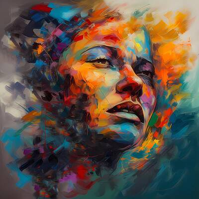 Abstract Wall Art featuring the digital art An Abstract Portrait Of An Artist With Vibrant Colors And Shapes No 1 by Andre Petrov