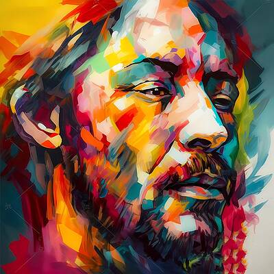 Vibrant Digital Art - An Abstract Portrait Of An Artist With Vibrant Colors And Shapes No 3 by Andre Petrov