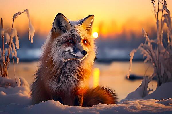 Wildlife Digital Art - An Art Nouveau Depiction Of A Curious Fox Exploring A Mystical Forest No 2 by Andre Petrov