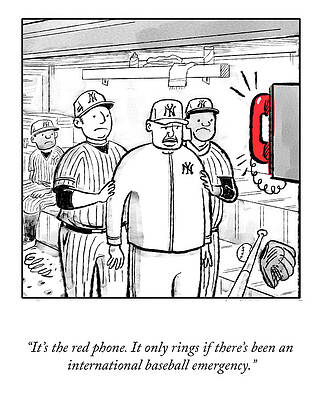 International Wall Art featuring the drawing An International Baseball Emergency by Ellis Rosen