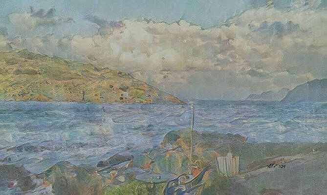 Landscape Digital Art - An Island In Crete by Antonios Valamontes