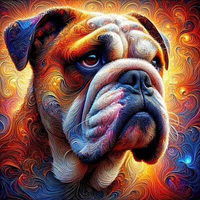 Digital Art - An Olde English Bulldogge's Portrait by Bill and Linda Tiepelman
