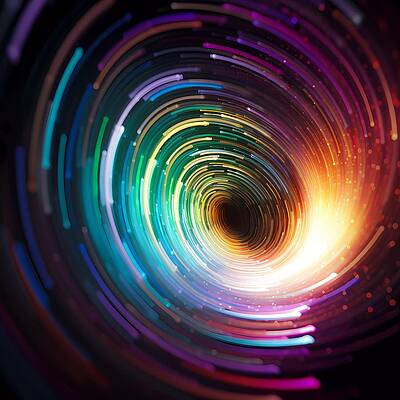 Dynamic Wall Art featuring the digital art An_abstract_representation_of_space-time_warp_showing_a Whirlwind Of Colours No 2 by Andre Petrov