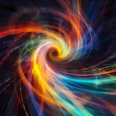 Dynamic Wall Art featuring the digital art An_abstract_representation_of_space-time_warp_showing_a Whirlwind Of Colours No 3 by Andre Petrov