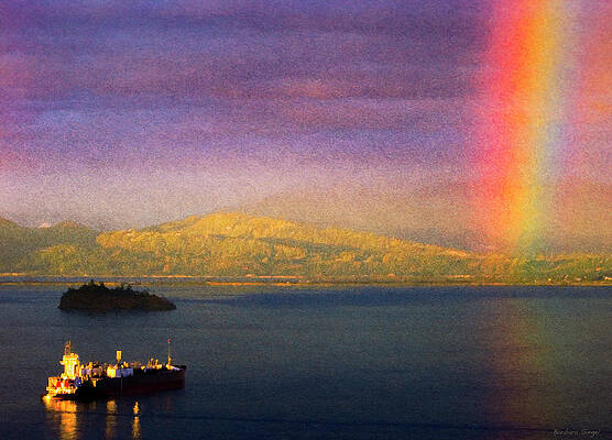 Wall Art featuring the photograph Anacortes Rainbow 2 by Barbara Siegel
