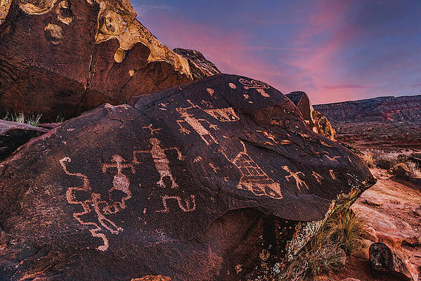 Alien Photograph - Anasazi Valley Petroglyphs At Sunset, St. George, Utah by Abbie Warnock