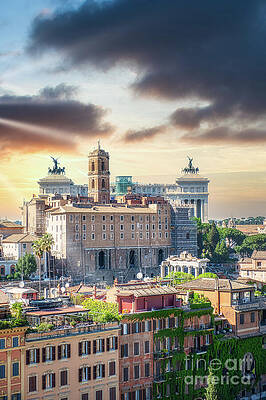 Sky Wall Art featuring the photograph Ancient Rome - Eternal City Panorama by Stefano Senise