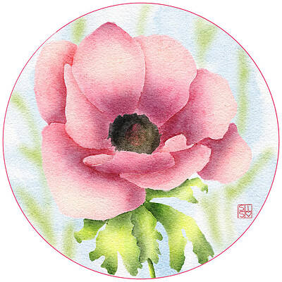 Flower Wall Art featuring the digital art Anemone Flower In Bloom by Snow Iris Studio