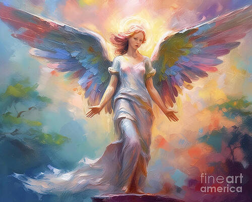 Vintage Wall Art featuring the ai art Angel Watch by Macro Abundance