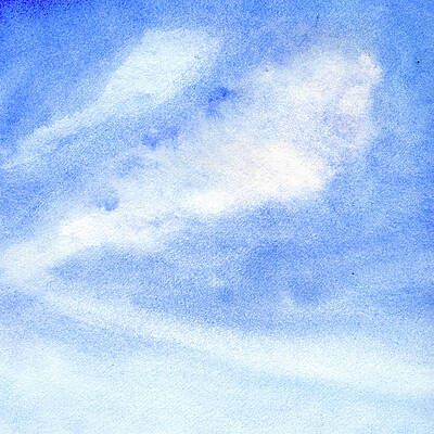 Watercolor Painting - Angel Wings Clouds On Sky Blue by Elizabeth Reich