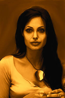 Woman Digital Art - Angelina Jolie's Thoughtful Demeanor by Gradify Creations