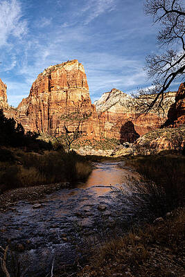 Desert Photograph - Angels Landing And Virgin River 1 by Craig A Walker