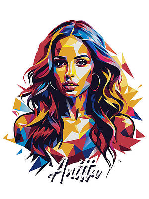 Vibrant Wall Art featuring the digital art Anitta #2 In WPAP Pop Art by Vector Artnesia