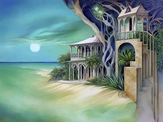 Tropical Beachfront Villa Wall Art