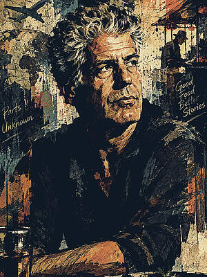 Anthony Bourdain in a Thoughtful Portrait Digital Art
