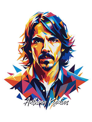 Vibrant Wall Art featuring the digital art Anthony Kiedies RHCP #2 In WPAP Pop Art by Vector Artnesia