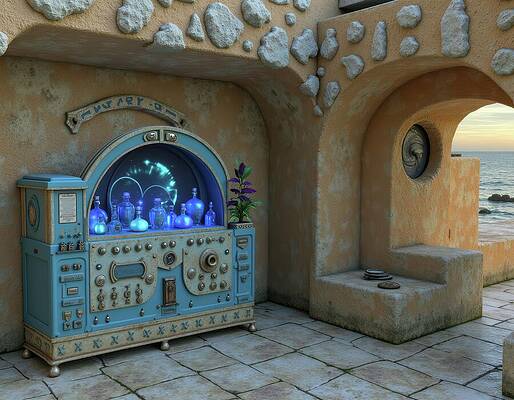 Whimsical Digital Art - Antique Potion Vending Machine by Eris And AI