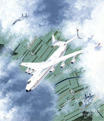 Airplane Wall Art featuring the painting Antonov An-225 Mriya by Steve Ferguson