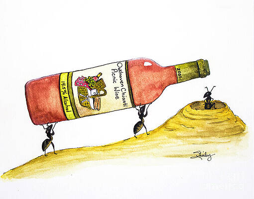 Ants Carrying Wine Bottle by Shirley Dutchkowski