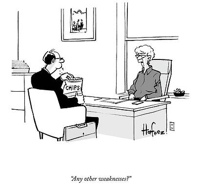 Wall Art featuring the drawing Any Other Weaknesses? by Kaamran Hafeez