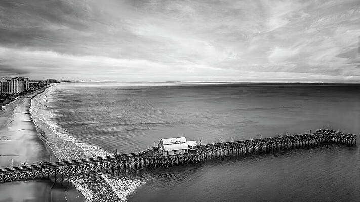 Pier Photograph - Apache Pier South Carolina BW by Susan Candelario