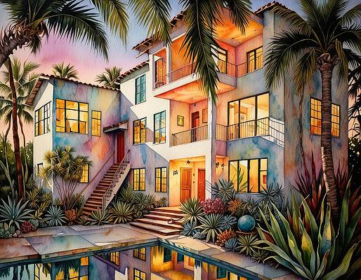 Vibrant Digital Art - Apartment For Rent With Use Of Pool by Eris And AI