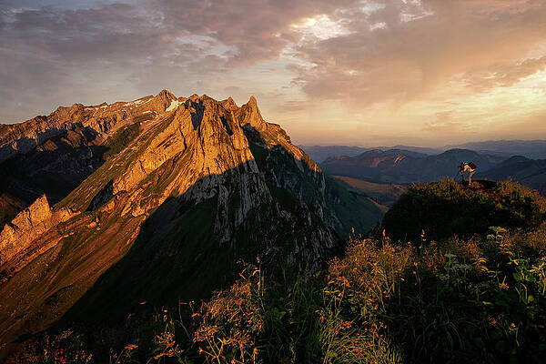 Golden Hour in Appenzell Mountains Wall Art