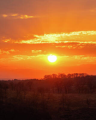 Vibrant Sunset Over Rural Landscape Wall Art