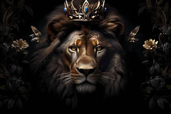 Geometric Wall Art featuring the digital art Ar Deco Illustration Of A King Of The Jungle by Andre Petrov